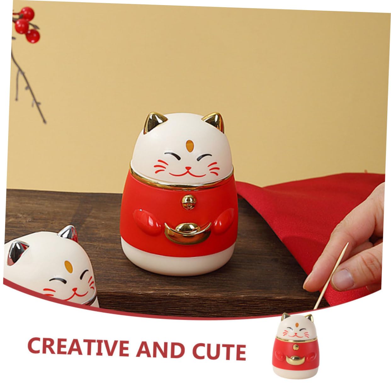 Amazon.co.jp: つまようじホルダー home decor maneki neko 押し込み式 