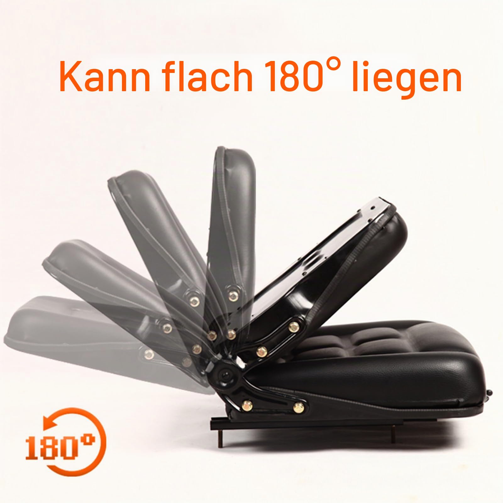 Universal verstellbarer Gabelstaplersitz mit Sicherheitsgurt, Arm- und Rückenlehne, wasserdichter PVC-Sitz für Traktor Bagger