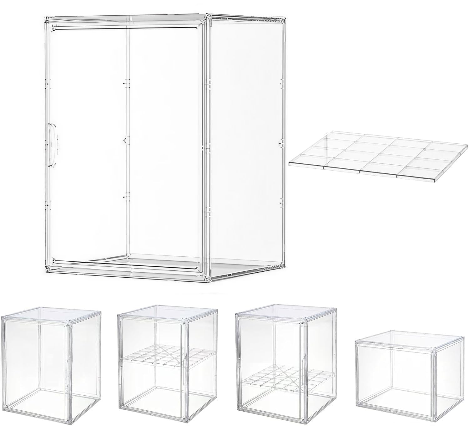 Siyecioa Acrylic Display Case for Collectibles, Transparent Acrylic Display Box with Door, 2 Levels, Organizer & Protectors for Pop Figures, Funko Pop、Blind Box、Lego、Minifigure Figurines、Trophy