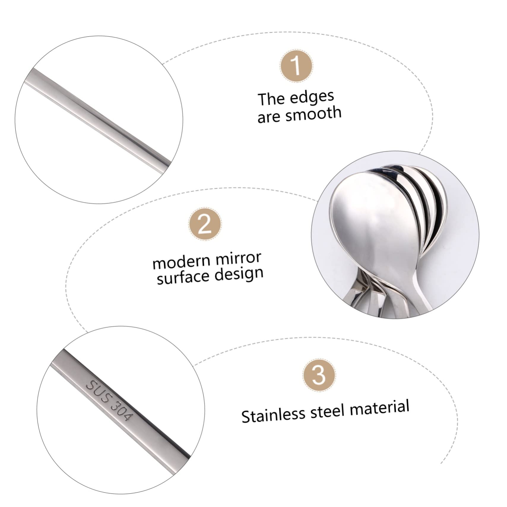 COLLBATH 2sets 6-piece Flat Edge Dessert Spoons Mini Demitasse Utensils Stainless Steel for Restaurant Hotel Home Kitchen Camping 4pcs*2