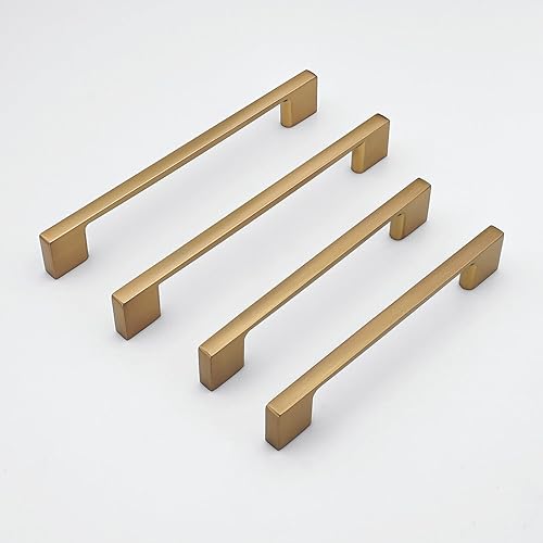 Miniatura 6 de FURFITT Paquete de 10 tiradores de bronce champán de 6-14 pulgadas (6.299 in) de aleación de zinc maciza para cajones, cajones de cocina, armario de