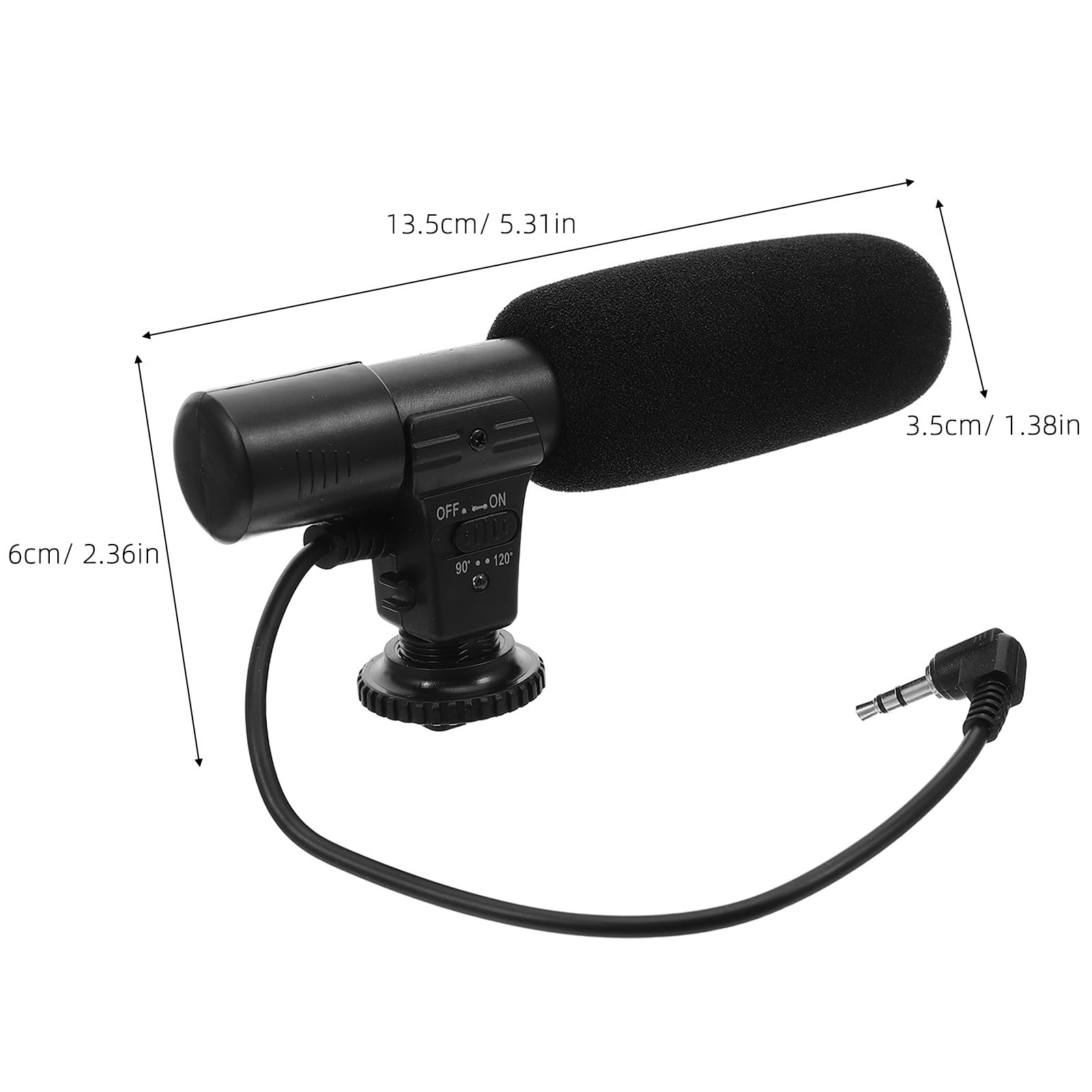 STOBAZA Micrófono para Cámara Réflex Digital de Mano Ángulo Ajustable 90/120 Grados, Material Abs Negro y Amplia Compatibilidad para Entrevistas y Grabación Profesional