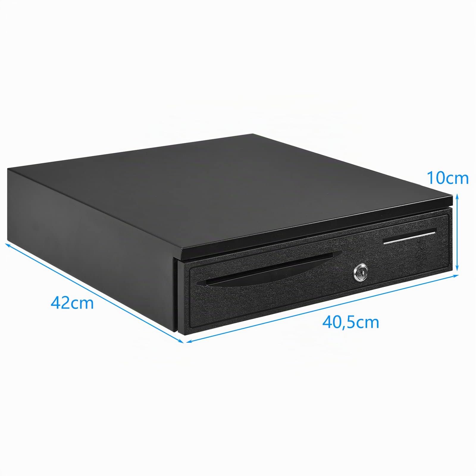 GOPLUS Kassenschublade elektrisch, Kassenlade mit 5 Münzfächern & 5 Scheinfächern, Kasse Geldschublade mit 2 Schlüsseln, elektrische und manuelle Öffnung, Geldlade abschließbar, 40,5 x 42 x 10 cm