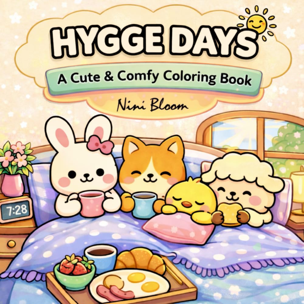 Hygge Days: Cute and Cozy Animal Coloring Book for Adults & Teens for Stress Relief, Relaxation and Cozy Vibes (Cozy Life Coloring)