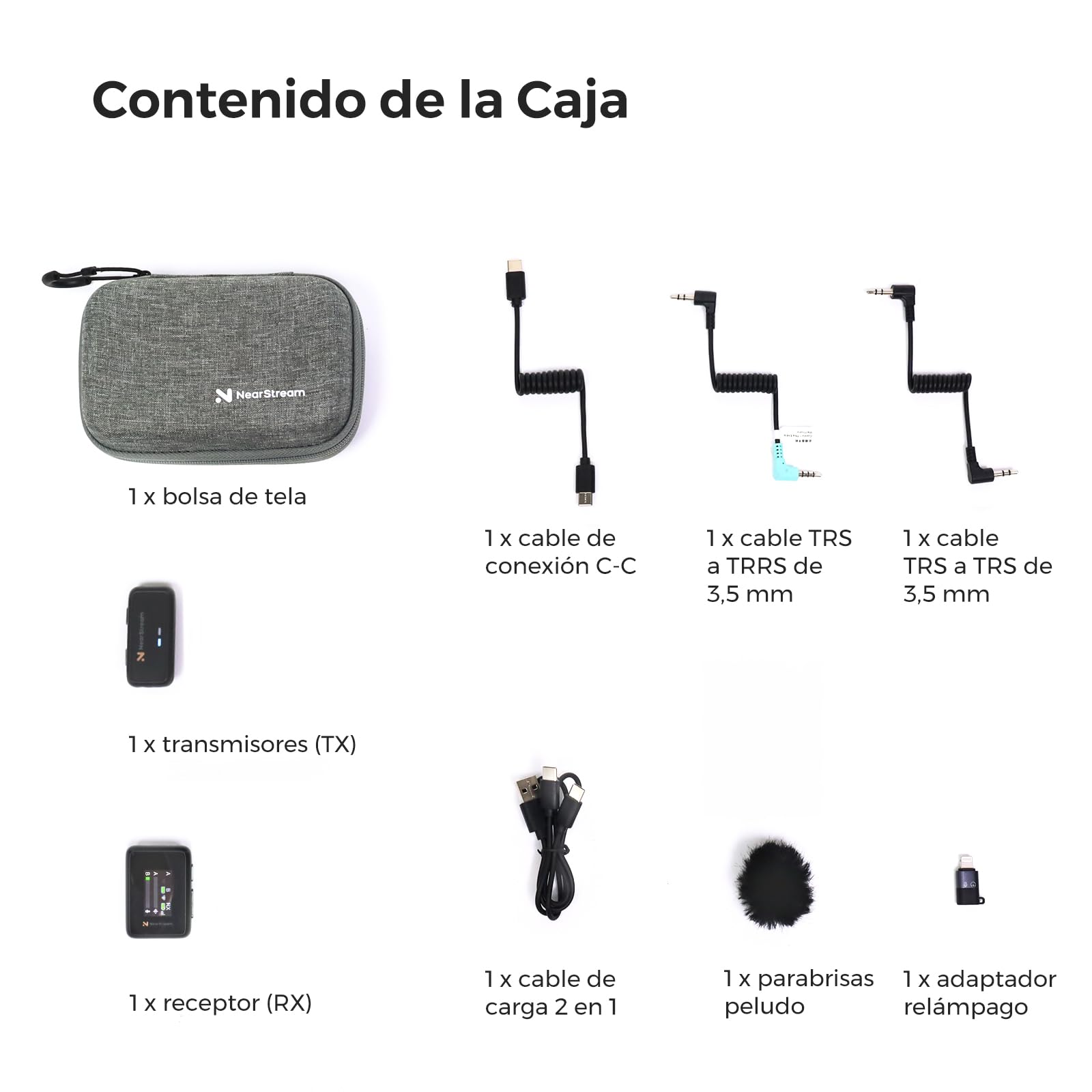 NearStream Micrófono Inalámbrico Profesional Omnidireccional para PC/iPhone/Android/Cámara,Microfono Inalambrico Solapa con Modo Silencio & Modo de Reducción de Ruido,Transmisión de Distancia 200m