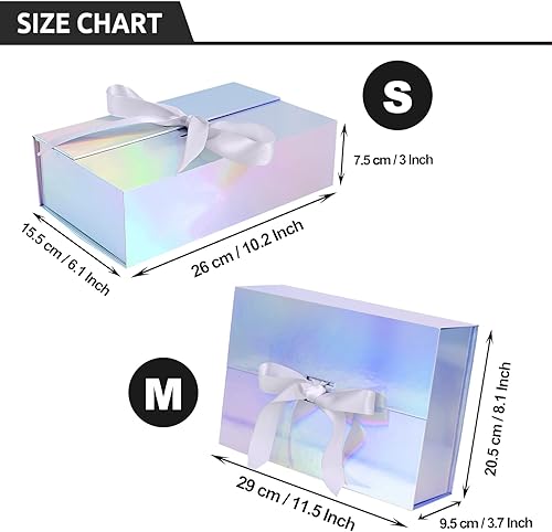 Miniatura 2 de Naroume Paquete de 2 cajas de regalo, caja de regalo grande vacía plegable, caja de regalo reutilizable extra grande con tapa para cumpleaños,