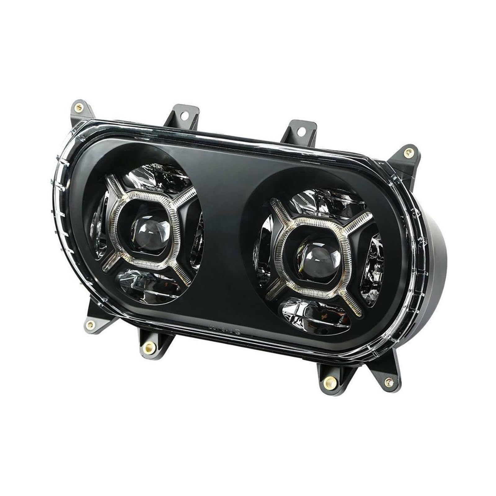 Motorcycle Dual LED Headlight Lamp Projector Compatible With Harley Road Glide 2015-2020 2019 2018(Black)