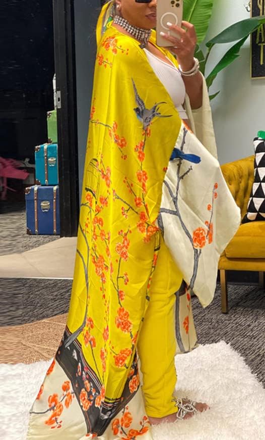 Kimono Cardigan for Women Long Boho Satin Kimono Robes Plus Size Open Front Beach Swimsuit Cover Ups Lightweight Duster - Image 3