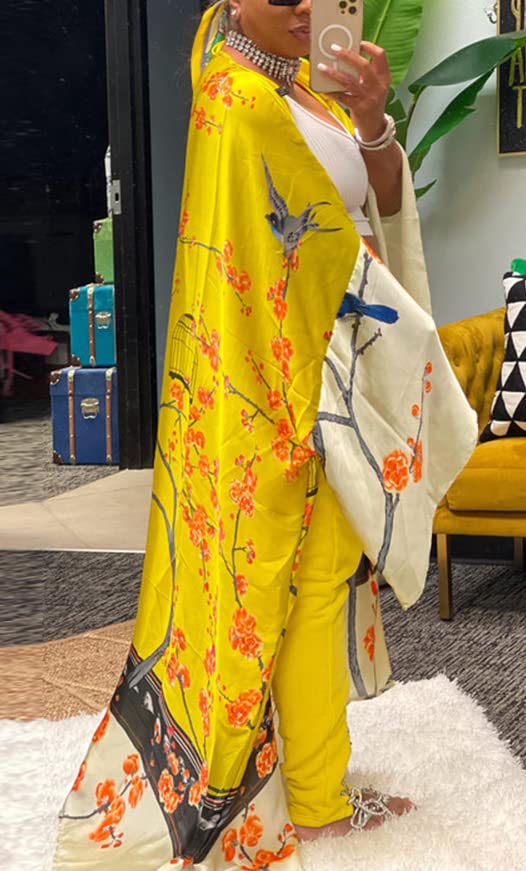 Image of Kimono Cardigan for Women Long Boho Satin Kimono Robes Plus Size Open Front Beach Swimsuit Cover Ups Lightweight Duster