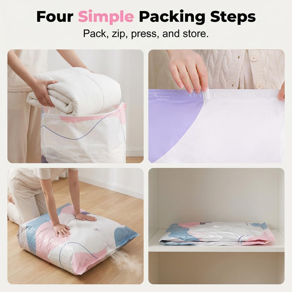 Bolsas de almacenamiento al vacío, 3 bolsas de compresión para ropa, edredones, mantas y ropa de cama, ahorro de espacio, ideal para viajes y hogar, L (100 x 80 x 30 cm)