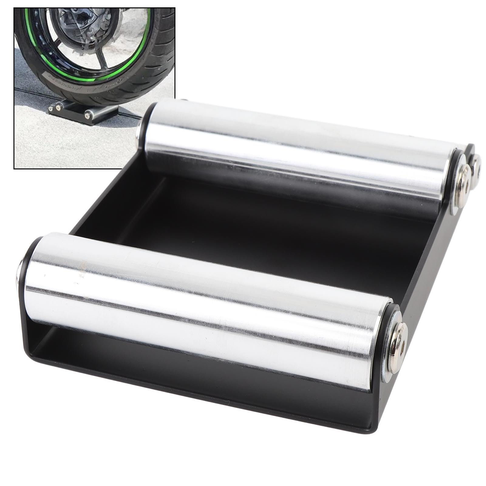 Stojak do czyszczenia kół motocykla Stojak z żelaznymi i aluminiowymi rolkami do smarowania łańcucha, do kontroli i konserwacji opon
