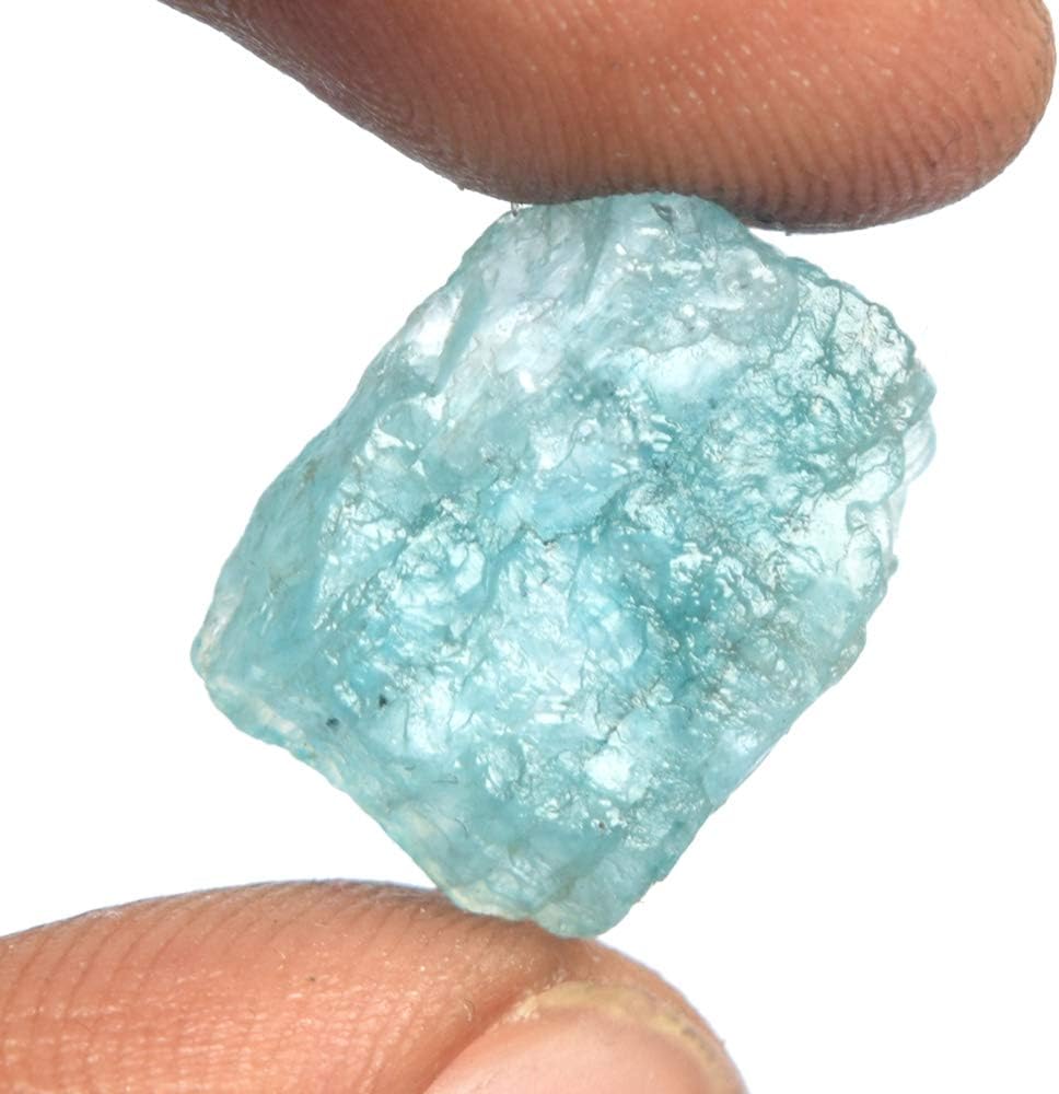 REAL-GEMS Rough Loose Gemstone Aqua Sky Aquamarine Crystal 11.00 Carat Certified Rock Stone Natural Aquamarine Healing Gem For Jewelry Making