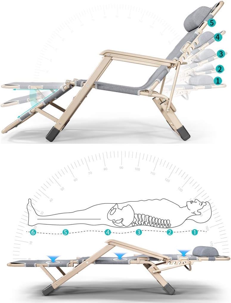 Balcony Office Relaxing Chair Sun Loungers Deck Chairs Reclining Garden Chair Zero Gravity Chairs Relaxer Recliner Sunbed Foldable Adjustable for Patio Outdoor Camping Beach, Comfo