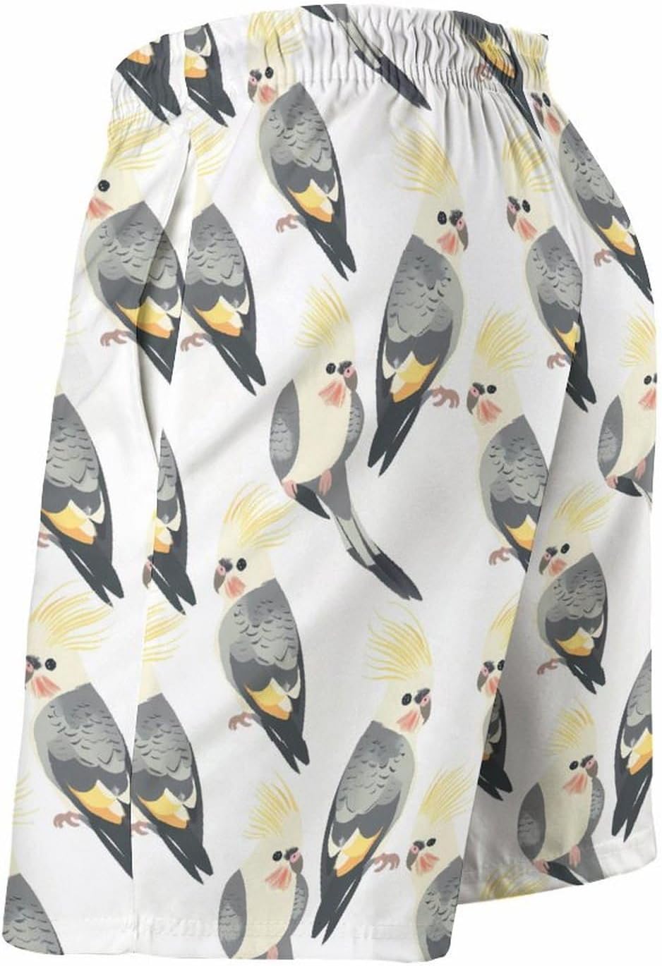 Cute Cockatiel Birds Casual Men's Swim Trunks Novelty Summer Beach Shorts Swimwear with Pocket
