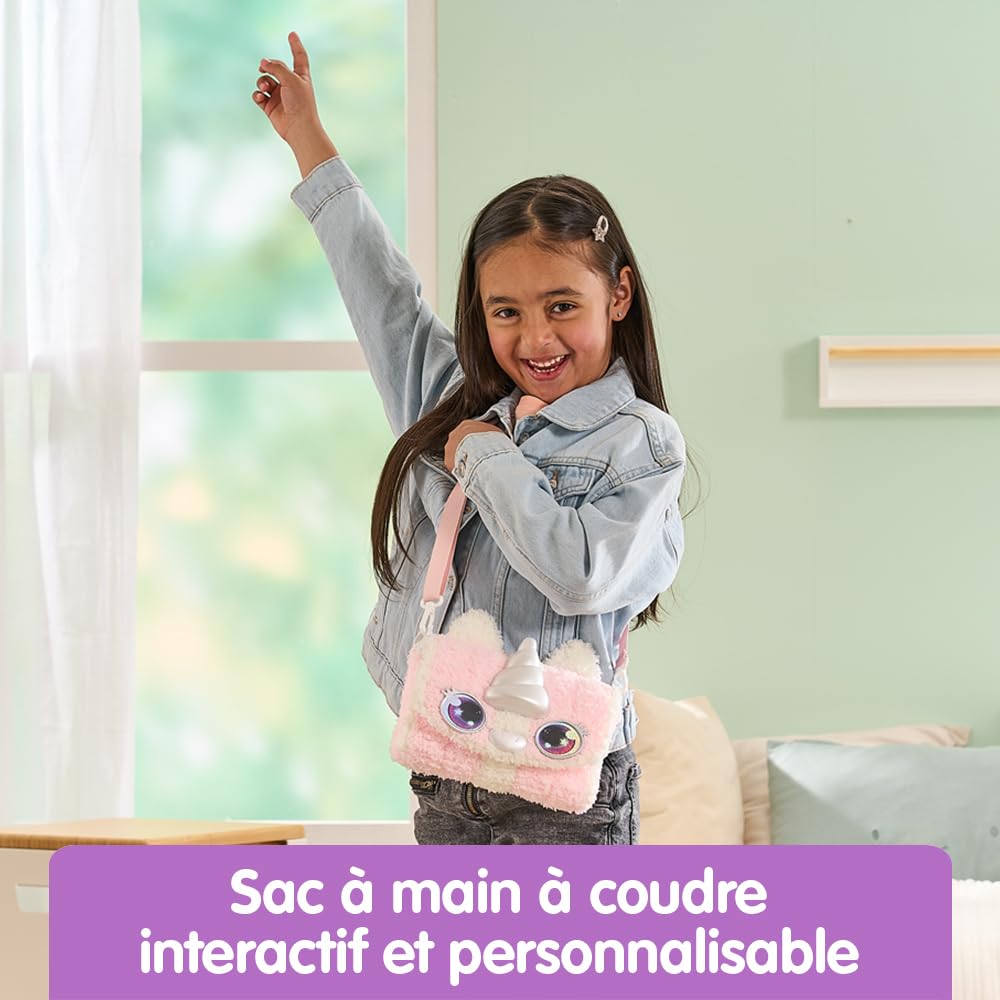 VTech - Kid'Couture My Magic'Fashion Unicorn Bag, ręczne szycie dziecięce, zestaw DIY interaktywna torebka do szycia, kreatywny wypoczynek elektroniczny, prezent dla dzieci od 6 lat - zawartość w