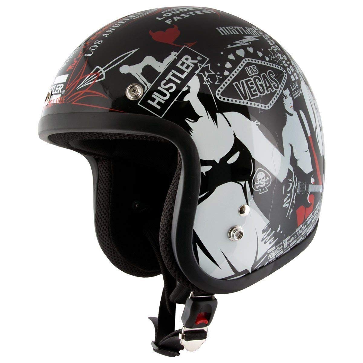 Outlaw Helmets HT50 Hustler Glossy Black Open Face - DOT Approved - Open Face Helmet Motorcycle Men & Women - Adult Unisex Skull Cap for Bike, ATV, UTV, Chopper, Cruiser, Skateboard (X-Large)