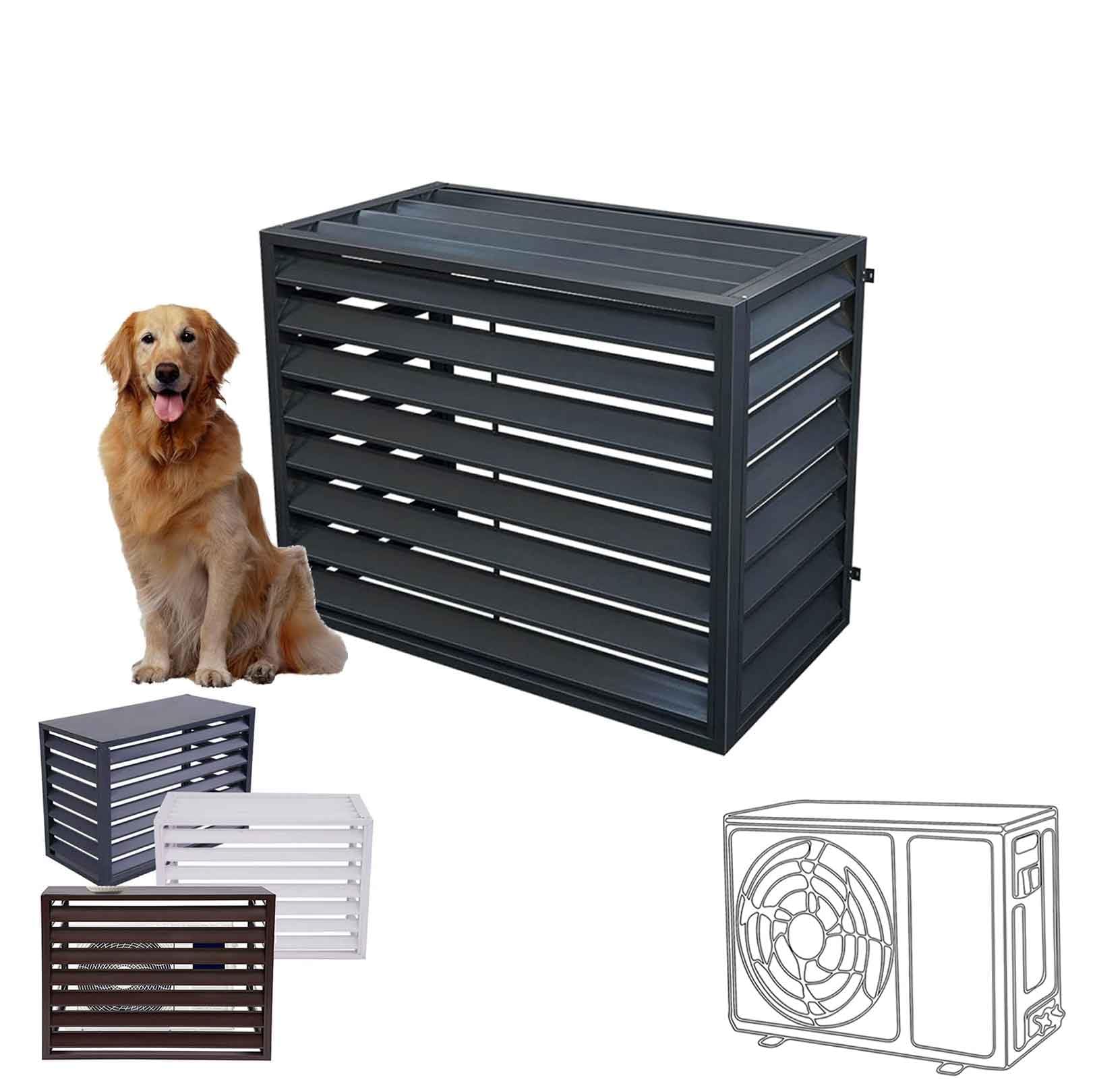 Gguwug Grey B 1.5P/2~3P/5P Air Source Heat Pump Cover Ondenser Cover Aluminum Air Conditioner Fence Air Conditioner Privacy Fence Large Air Con Unit Covers Air Conditioning Cage