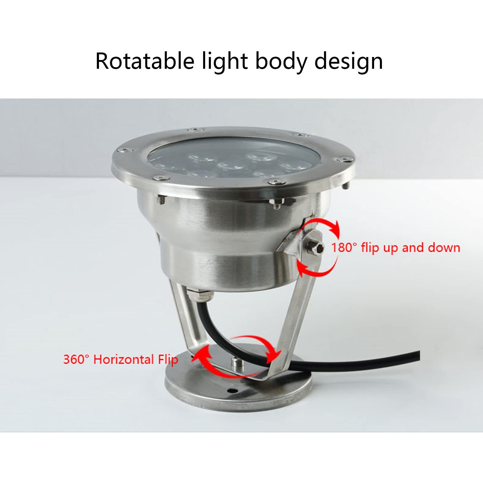 LED Luces De Fuentes Subacuáticas, Giratorio Luz De Estanque Impermeable IP68 Luz De La Piscina para Acuario Jardín Cascadas Tanque De Peces Lámpara Subacuática (Color : Warm White, Size : 24