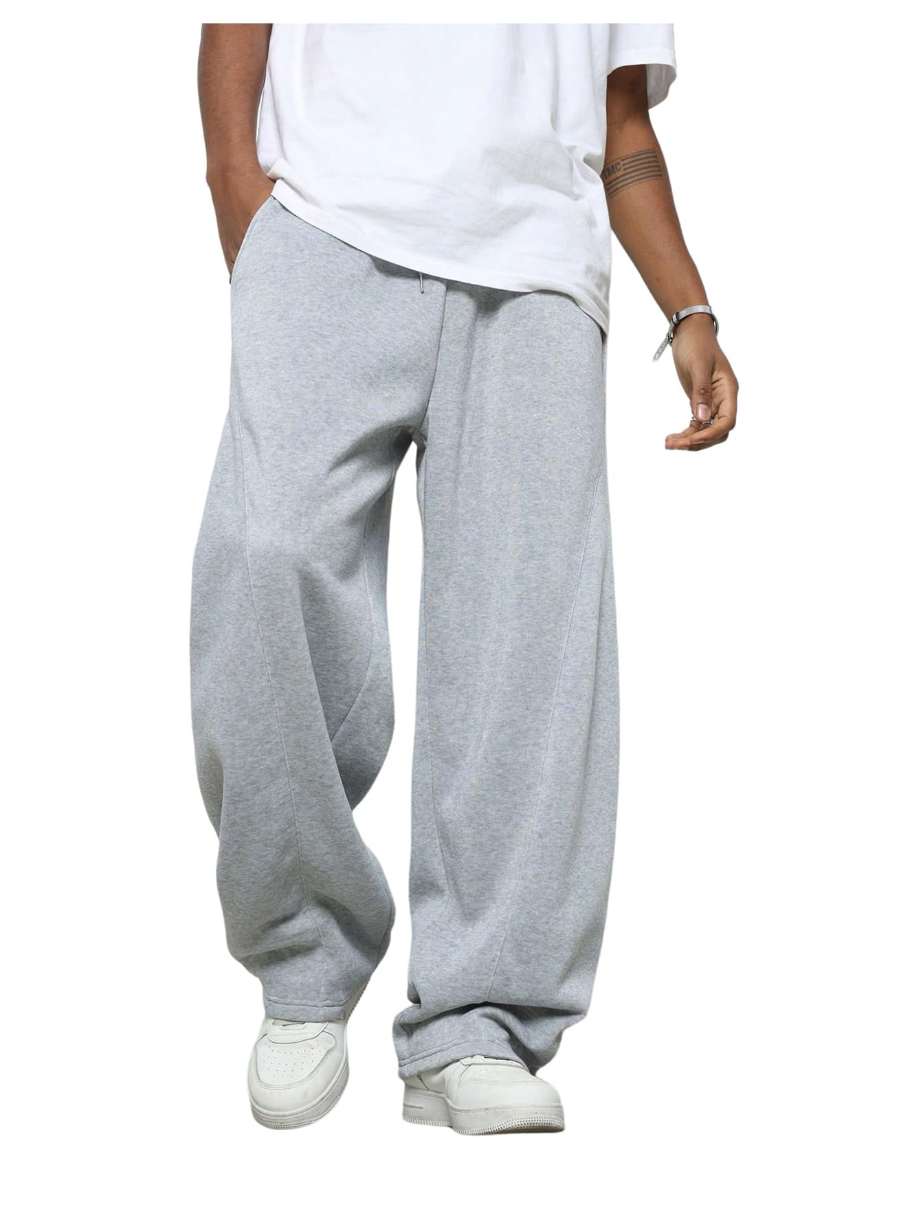 SHENHE Mens Wide Leg Loose Sweatpants Open Bottom Drawstring Workout Gym Baggy Pants