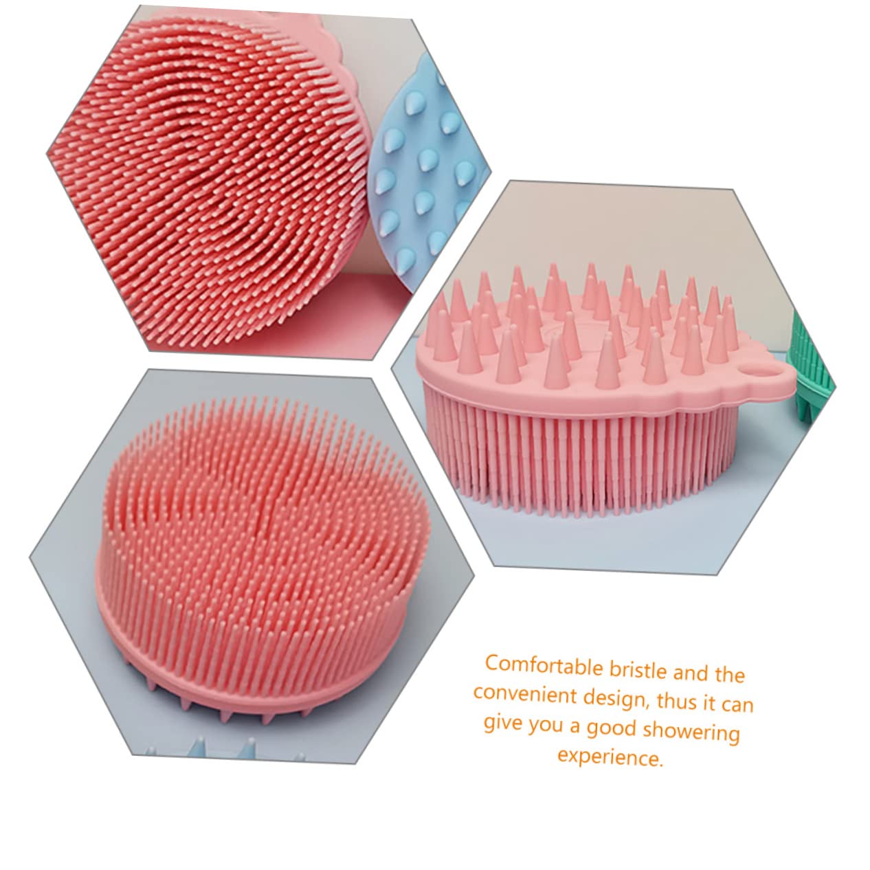 FOMIYES Bath Brush Silicone Body Scrubber Sensory Massage Brush Portable Bristles