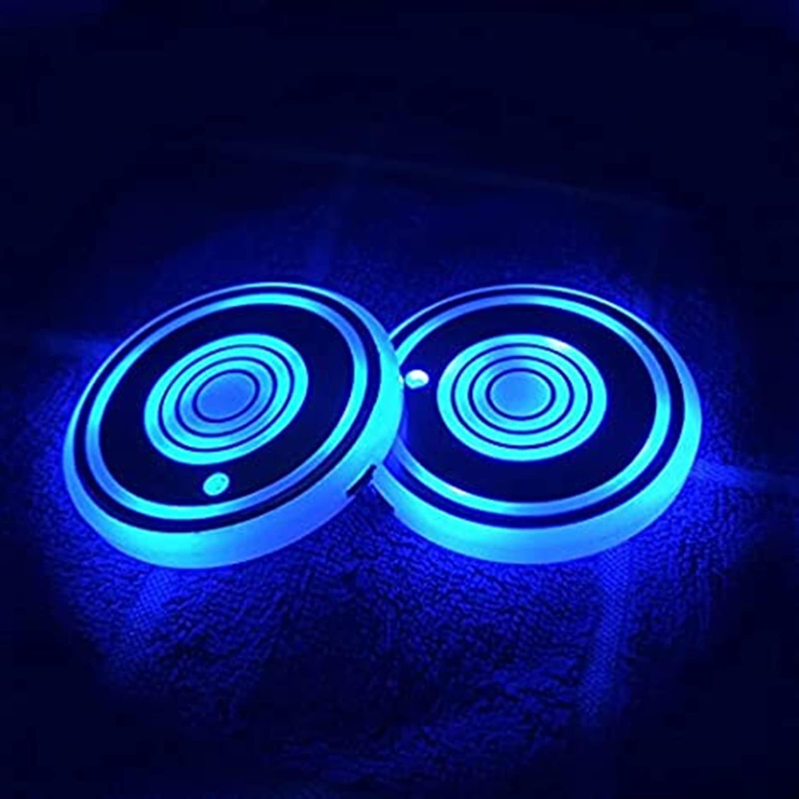Conobo Led Cup Holder Lights, 2 Pieces Car Cup Holder Led Lights with 7 Colors Luminescent Cup Pad USB Charging Cup Mat Pad Drink Coaster Accessories Led Interior Decoration Atmosphere Lamp