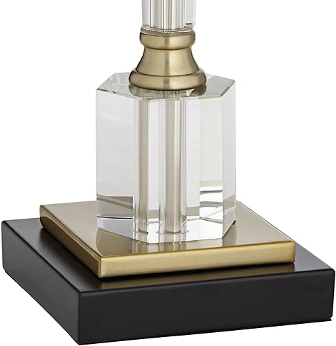 Miniatura 6 de Vienna Full Spectrum Lámpara de mesa moderna Lana de 38 12 pulgadas de alto de cristal transparente con columna hexagonal blanca para sala de estar,