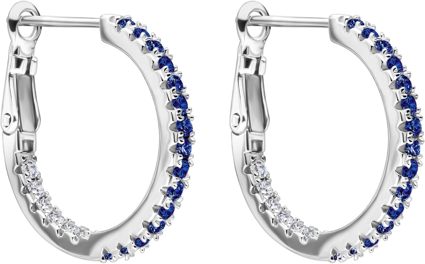 EcoGems 14K/18K Gold Plated Silver Hoop Earrings – Lab Grown Diamond, Moissanite, Sapphire & Emerald – Yellow or White Gold – Elegant Fine Jewelry Gift Box Included