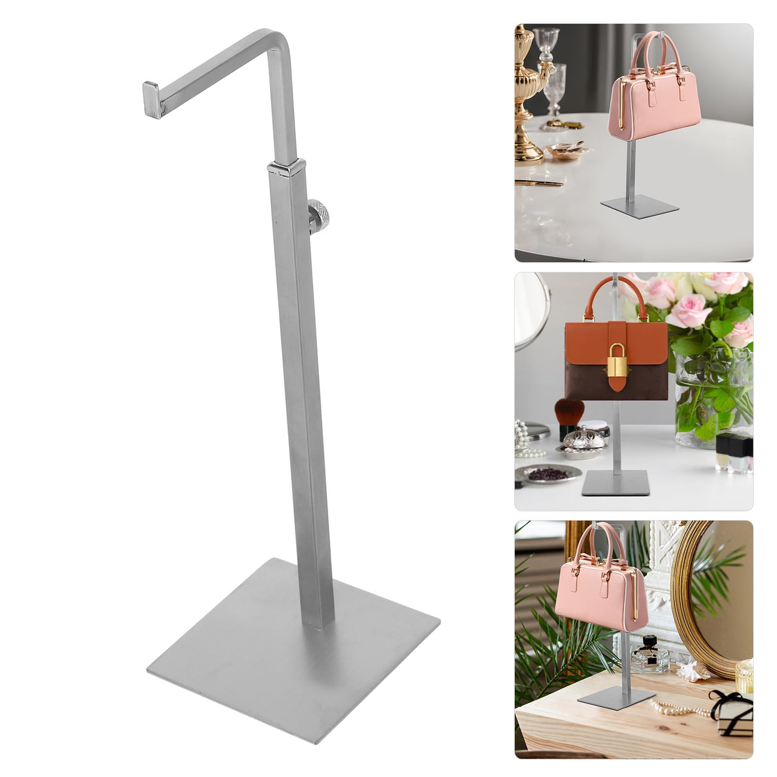 PRETYZOOM 2 Piezas Soporte para Bolso de Acero Inoxidable, Altura Ajustable