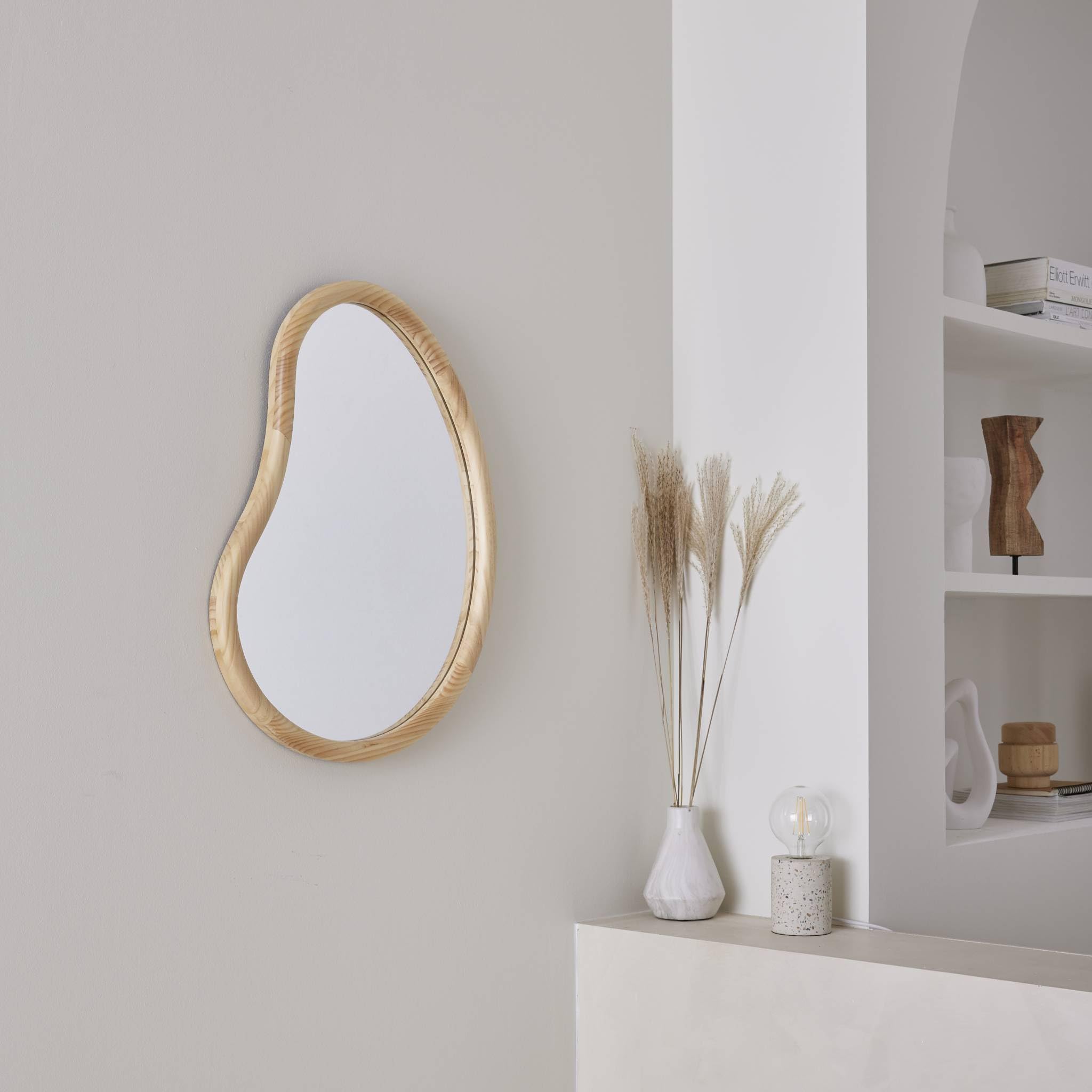 Alice's Garden sweeek - Miroir Organique en Bois de Sapin 65cm épaisseur 3cm Coloris Naturel idéal entrée. Chambre ou Salle de Bain
