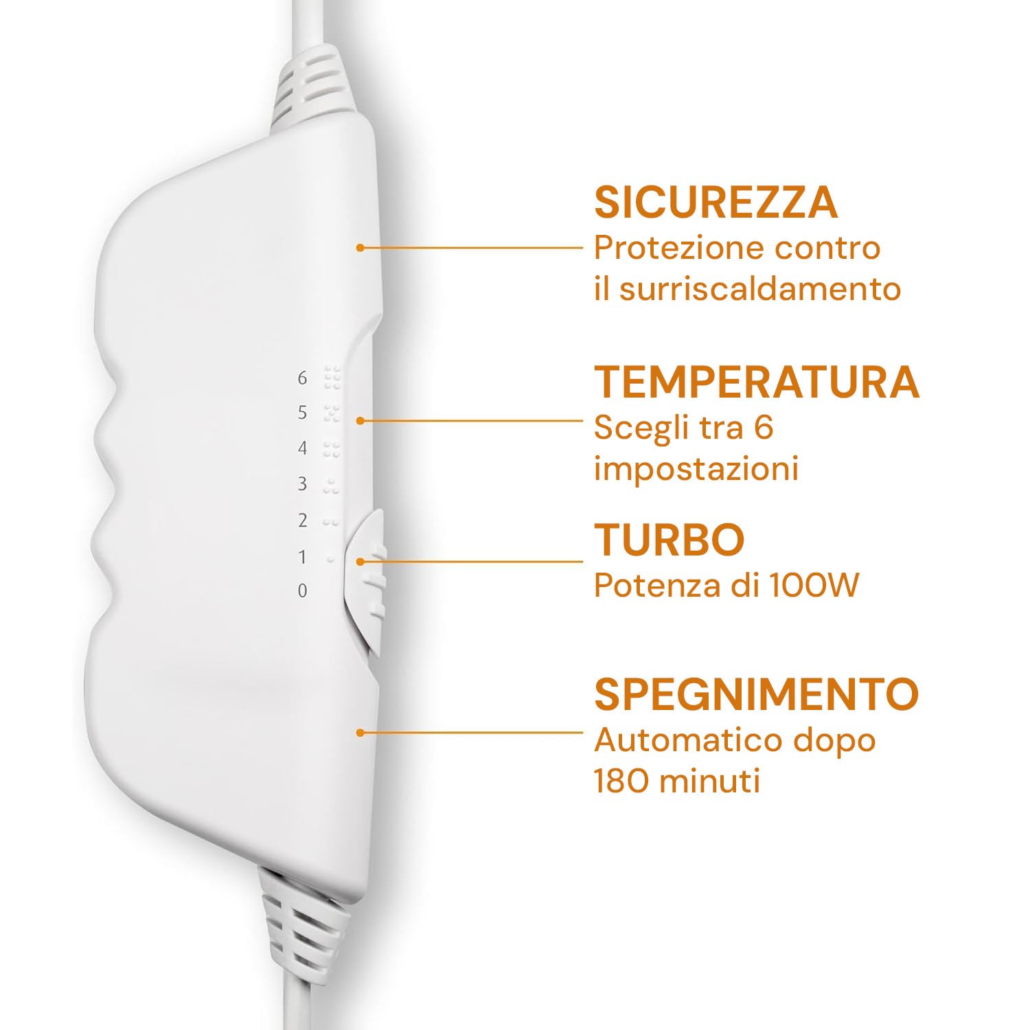 Wintem Coperta Elettrica Scaldaletto Singola 150x80cm - Ideale per Riscaldare il Letto in Inverno, Dotato di 6 Livelli di Temperatura - Sicura Grazie alla Protezione da Surriscaldamento - Lavabile