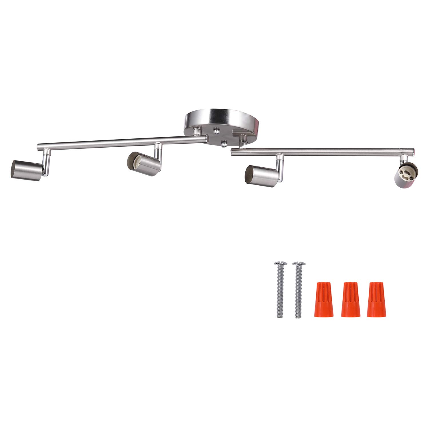 Kit de iluminación regulable ajustable de 4 luces, brazos plegables flexibles, cocina de níquel satinado, accesorio de iluminación de habitación de dormitorio, bombillas de base GU10 no incluidas