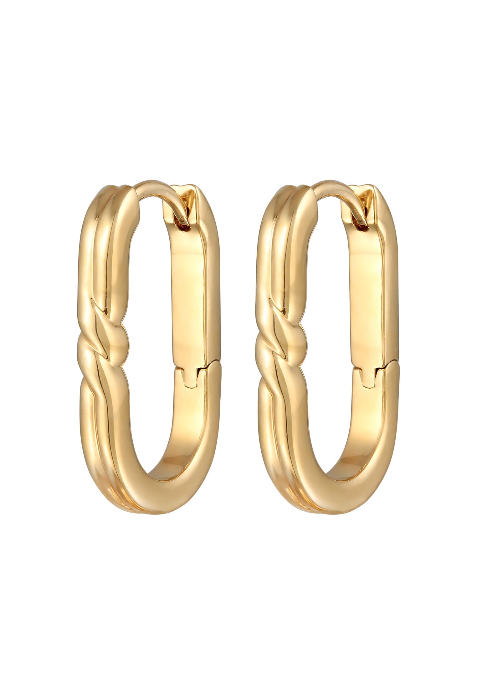 Elli Earrings Ladies Creoles Oval Basic Gold Coloured