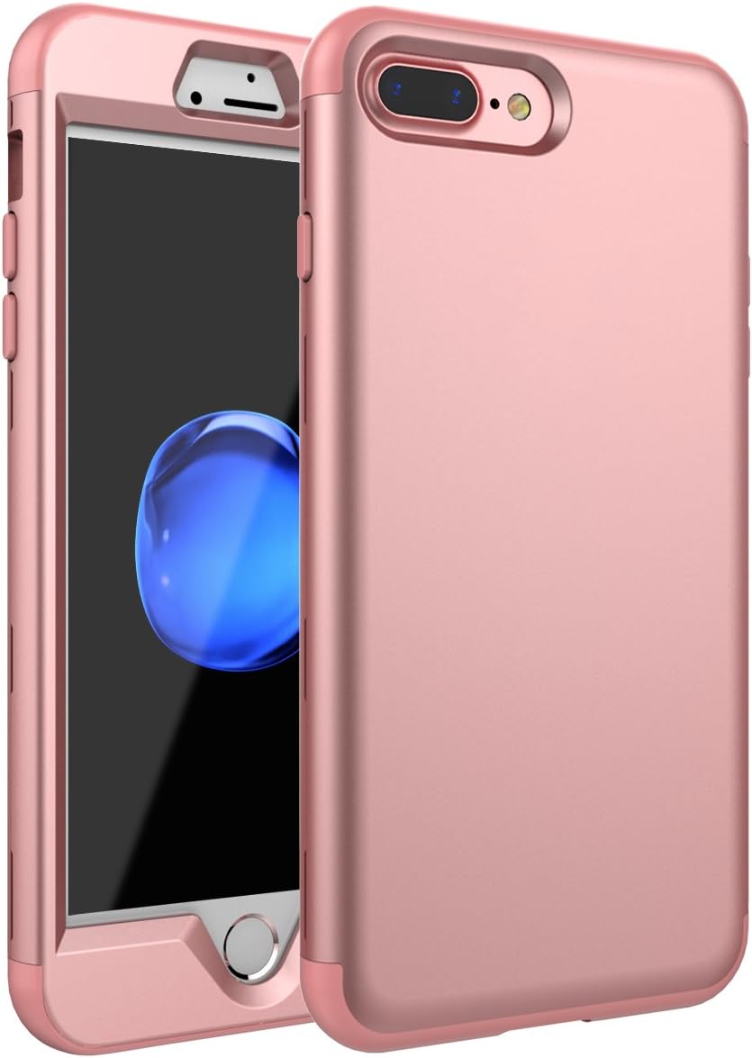 OBBCase iPhone 7 Plus Case,iPhone 8 Plus Case [Heavy Duty] Three Layer Hybrid Sturdy Armor High Impact Resistant Protective Cover Case for iPhone 7 Plus /8 Plus (Only for 5.5") Rose Gold