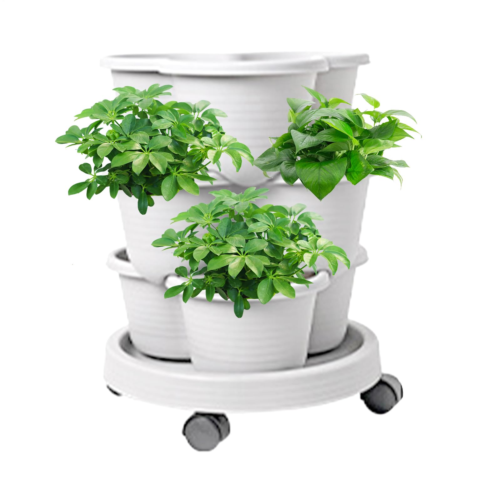 Torre Cultivo Vertical De Cultivo En Contenedor con Ruedas Extraíbles | Jardinera Exterior Superponible En Niveles Ruedas Extraíbles, Kit Herramientas, Cultivo Verduras, Flores, Fresas para Interi