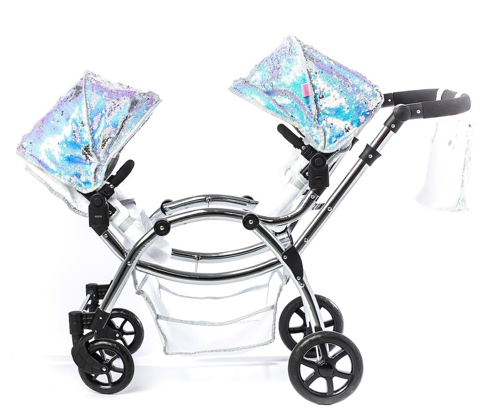 Roma Amy Childs Polly Sparkle podwójne lalki wózek dziecięcy 2 w 1, wózek dziecięcy i łóżeczko do przenoszenia - syrenka 3-16 lat