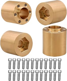 4pcs Brass Wheel Weights 22mm Wheel Hex Hub Widen Adapter for 1/10 RC Crawler 1.9in/2.2in Wheels Rim Axial SCX10 TRX4 Counterweight