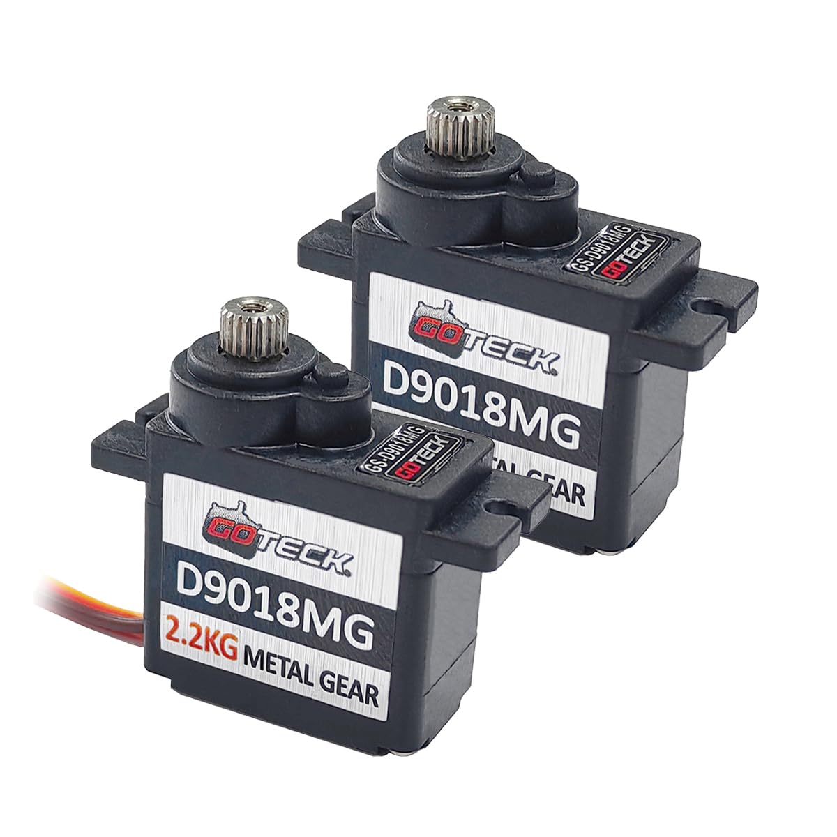 GOTECK 2PCS D9018MG 9g Mini Servo, Micro Full Metal Gear Digital Servo,with Metal Horn for RC Car Model Boat Fixed-Wing Helicopter Airplane Robot