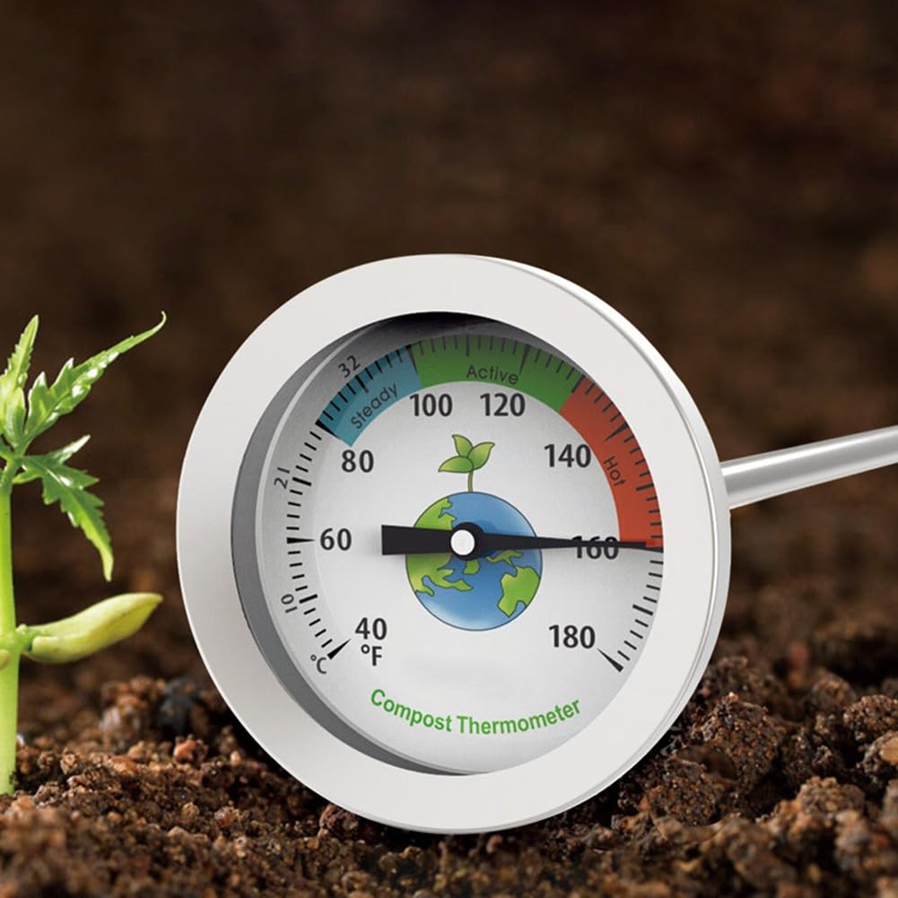 Thermomètre de sol, testeur de sol de compost, sonde en acier inoxydable, moniteur de température pour compost de jardin
