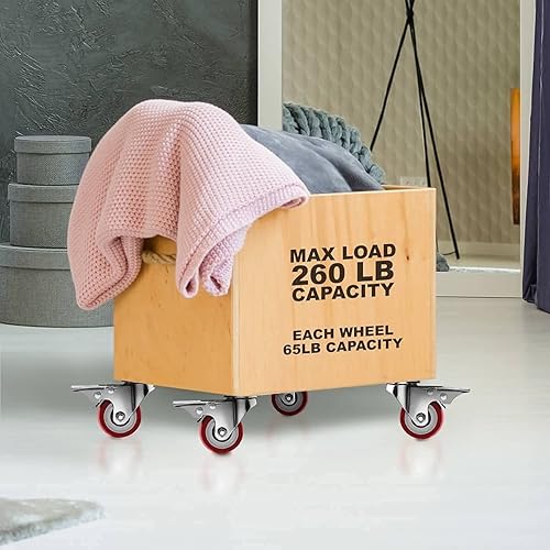 Miniatura 4 de 12 ruedas giratorias de poliuretano rojo, 1.500 libras