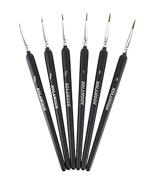 Amazon.co.jp: KOLAMOON 6本極細面相筆 画筆 細筆 塗装 油絵筆