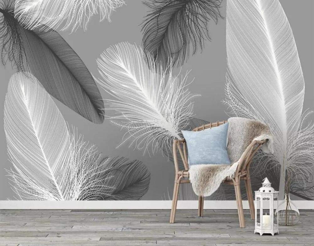 Papier peint moderne plume 3D pour deco salon et decoration murale 300x210