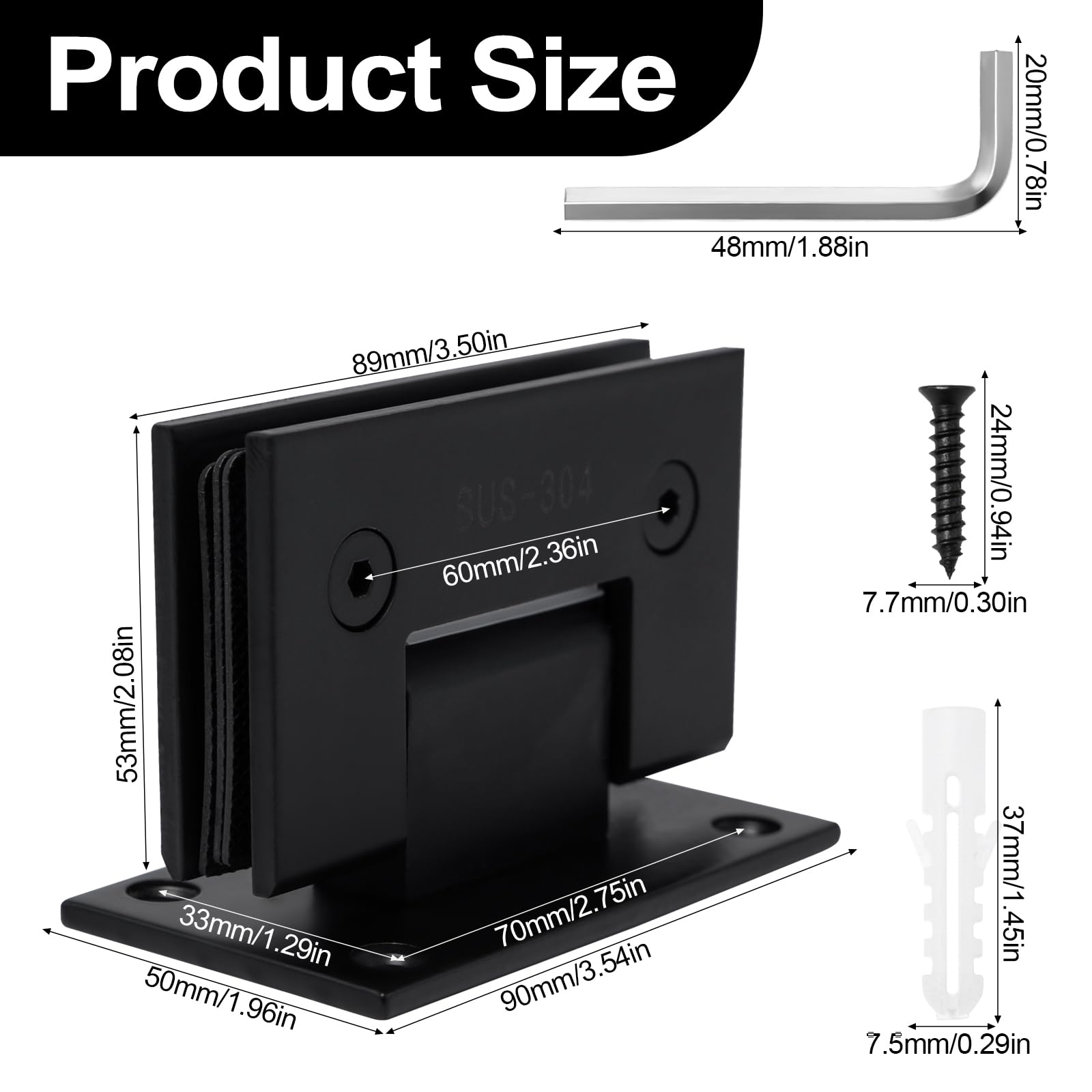 2 Piezas Bisagras de Puerta de Vidrio de 90 Grados Abrazadera de Vidrio Puertas 8-12 mm Negro Soporte para Estante de Cristal 90 Grados Herrajes de puerta para Puerta de Vitrina