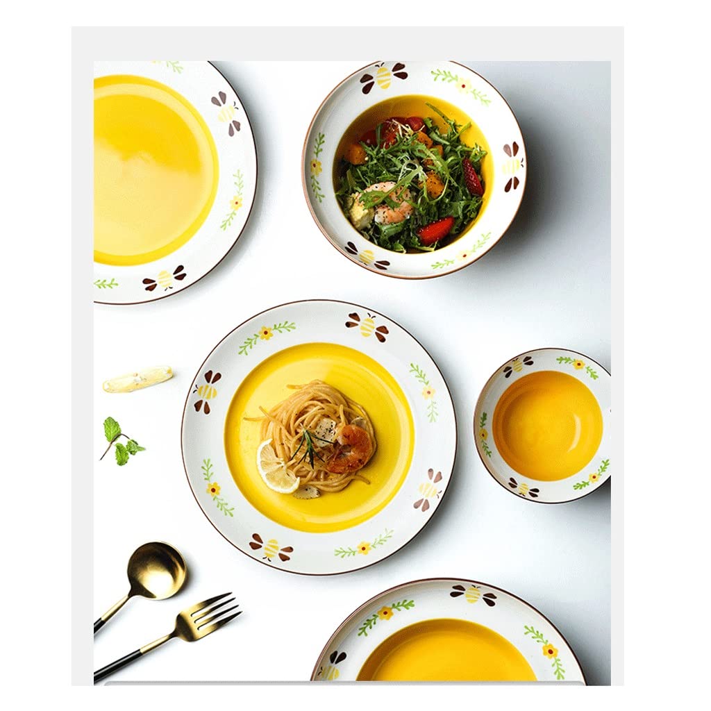 Set da tavola creativo in ceramica con cartoni animati, set da tavola per la casa, piatto, ciotola, tazza, piatti, set di scodelle per riso, zuppa e bacchette, set da pranzo per feste (set :