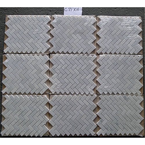 Natural Stone Wholesaler 9D-A6NG-8WHN Carrara White Italian Carrera Marble Herringbone Mosaic Tile 1 X 2 Honed thumb #1