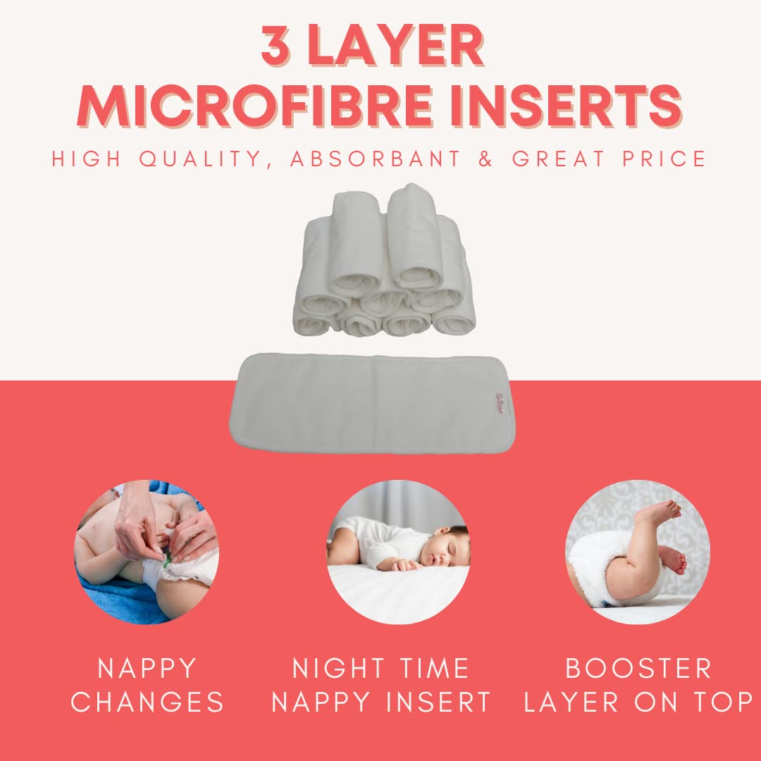 Lot de 10 inserts en microfibre 3 couches ☆ Booster super doux pour couches réutilisables