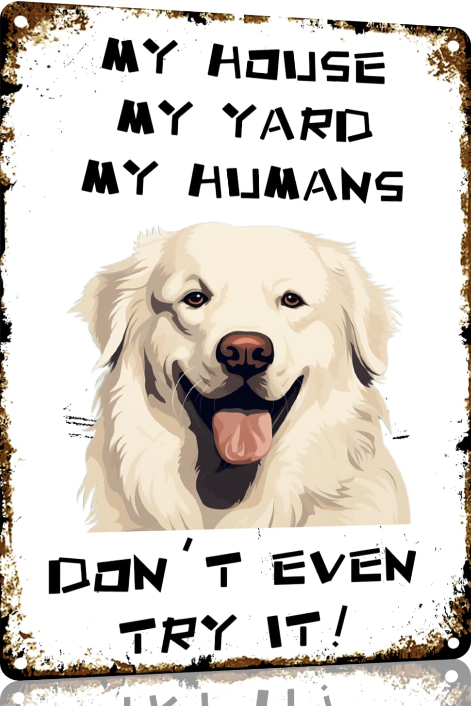 Targa in metallo stile vintage Great Pyrenees Dog My House