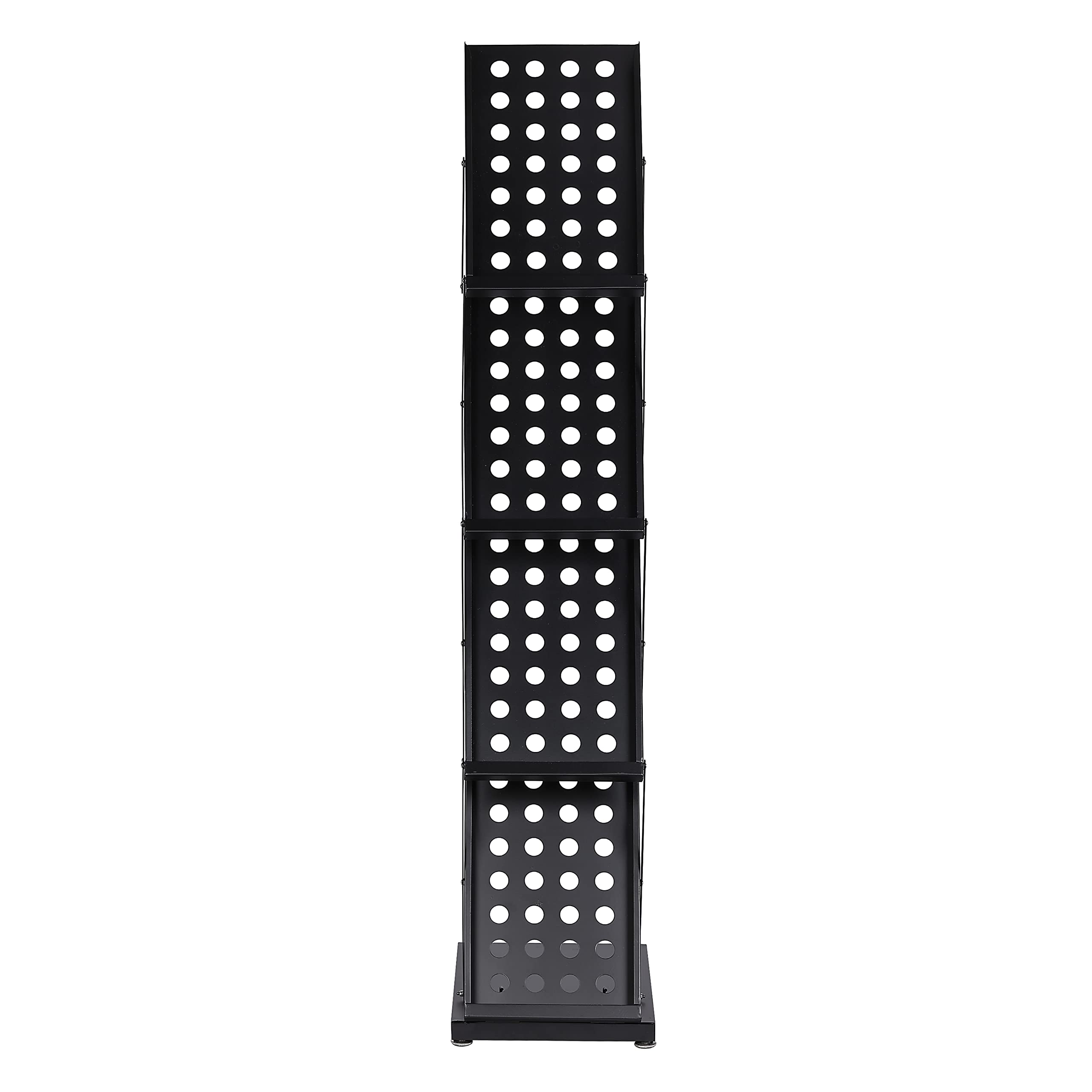 Wertiung Support de magazine de catalogue de littérature avec sac de transport pliable pour bureau, magasin de détail et exposition, 4 poches (noir) (2, Black)
