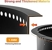 Vista 8 de Anillo de hoguera sin humo, 32 pulgadas exterior/28 pulgadas interior de alta resistencia de metal sólido grande con forma de flor de acero