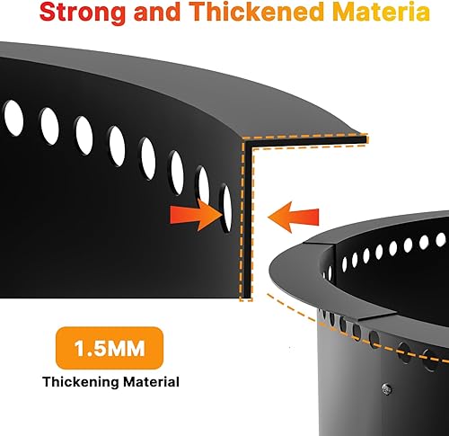 Miniatura 8 de Anillo para hoguera sin humo, exterior de 52 pulgadas / 48 pulgadas interior de alta resistencia de metal sólido con forma de flor de acero