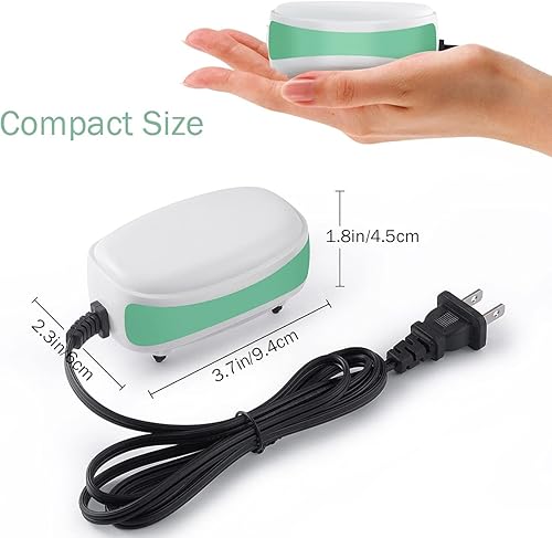 Miniatura 4 de FEDOUR Bomba de aire para acuario, aireador de tanque de peces ajustable de 1 salida, bomba de oxígeno silenciosa con accesorios